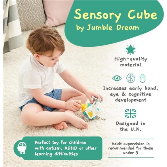 Busy Cube Sensory Toys for Toddlers is a Handmade Montessori Fidget Cube - Picture 6 of 7